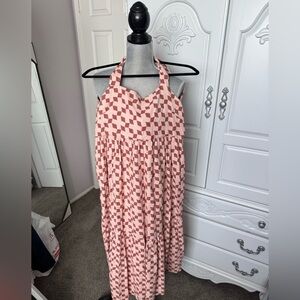 Madewell Pink and Cream Checkered Halter Dress